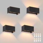 Gbly 4 pcs appliques murales ext�rieures � led - lampe murale noire avec �clairage ascendant et descendant, ...
