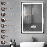 Gbly miroir de salle de bain avec �clairage - led 50 x 70 cm miroir mural de salle de bain ip44 avec ...