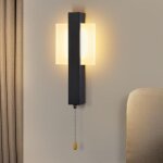 Gbly lampe murale led interieur avec interrupteur noir design moderne cordon 3000k blanc chaud carre ...