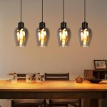 Gbly lampe suspension 4 lumi�res noir e27 vintage verre pour table � manger salle � manger �lot de cuisine ...