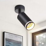 Led plafonnier 1 flamme : noir plafonnier gu10 spots pivotant applique murale int�rieur m�tal rond spots ...