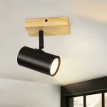 Gbly lustre de plafond 1 flamme en bois avec spot gu10 de 350 et design moderne en mtal noir pour illuminer ...