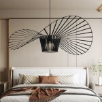 Lustre suspension , e27, noir, 140cm lampe suspendue cr�ative en forme de chapeau, r�tro led salon lustre ...