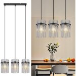 Gbly pendelleuchte noire lampe suspension table � manger 3 flammes e27 vintage abat - jour verre � 16 ...