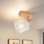 Plafonnier 1 flamme vintage - led lampe de plafond en bois spot de plafond pivotant e14 spot mural pour ...