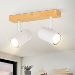 Gbly plafonnier 2 lumi�res en bois - lampe de plafond gu10 blanche, applique murale moderne, spots de ...