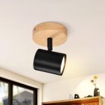 Plafonnier led 1 flamme - noir plafonnier gu10 spot pivotant applique murale en bois spot mural pour ...