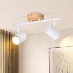 Plafonnier led 2 flamme - blanc plafonnier gu10 spot pivotant applique murale en bois spot mural pour ...