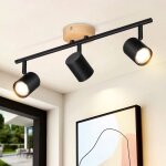 Plafonnier led 3 flamme - noir plafonnier gu10 spot pivotant applique murale en bois spot mural pour ...