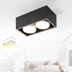 Plafonnier led encastrable, noir, avec 2 spots, orientables, des spots de plafond carr�s et plats, une ...