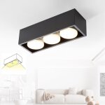 Plafonnier led encastrable, noir, avec 3 spots, orientables, des spots de plafond carrés, une lampe chaude ... Plafonnier led encastrable, noir, avec 3 spots, orientables, des spots de plafond carrés, une lampe chaude ...