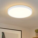 Plafonnier led plat rond - plafonnier blanc moderne 3000k blanc chaud lampe de salle de bain 22cm ip44 ...