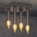 Gbly plafonnier vintage 4 ampoules - spots de plafond r�tro e14 lampe de salon industriel m�tal pour ...