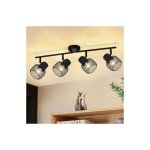 Projecteur noir mtal plafonnier - plafonnier 4 flammes pivotant 330 spot led e27 intrieur pour salon ...