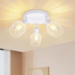Spot de plafond � 3 lampes led - spot de plafond rond orientable avec spots e14, style vintage, pivotant ...
