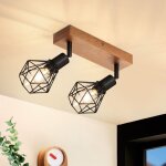 Gbly spot plafonnier 20�9�17cm, 350� orientable base 2 douilles, e14 max. 25w spot de plafond en bois ...