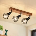 Spot plafonnier 35�9�17cm, 350�orientable base 3 douilles, e14 max. 25w spot de plafond en bois et m�tal ...