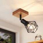 Gbly - spot plafonnier 9�9�15cm, 350�orientable base 1 douilles, e14 max. 40w spot de plafond en bois ...