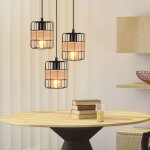 Suspendue vintage gbly lampe suspendue - lampe de table  manger rustique ronde noire 3 ampoules rtro ...