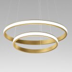 Gea luce - lustre led dimmable iole s2 40w - suspension moderne or bross� avec double anneau, lumi�re ...