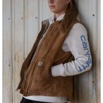 Carhartt - gilet de travail sans manche de travail sherpa lined mock marron t. s