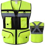 Gilet de s�curit� r�fl�chissant 9 poches haute visibilit� ansi jaune noir, gilet en tissu maille � grandes ...