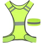 Gilet de s�curit� r�fl�chissant, haute visibilit� gilet jaune pour velo, course, jogging, avec 1 brassard ...
