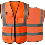 Gilet de s�curit� r�fl�chissant haute visibilit� avec poches zipp�es sur le devant - conforme aux normes ...