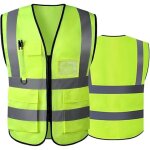 Gilet de scurit rflchissant haute visibilit avec poches zippes sur le devant - conforme aux normes ...