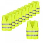 Gilet de signalisation rare / gilet de s�curit� jaune fluo avec bandes fluorescentes, lot de 10