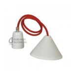 Girard sudron - suspension douille porcelaine cordon textile rouge pour ampoule d�corative - girard - ...