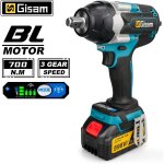 Gisam - clé à chocs sans fil 700nm 1 / 2 pouce 3 vitesses - 1pc 3ah batterie Gisam - clé à chocs sans fil 700nm 1 / 2 pouce 3 vitesses - 1pc 3ah batterie