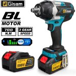 Gisam - clé à chocs sans fil 700nm 1 / 2 pouce 3 vitesses - 2pc 3ah batterie Gisam - clé à chocs sans fil 700nm 1 / 2 pouce 3 vitesses - 2pc 3ah batterie