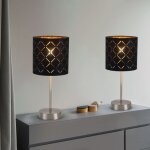 Globo lighting - lot de 2 lampes de table noires salon chambre � coucher eclairage lecture nuit luminaires ...