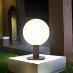 Lampe de socle de jardin clairage extrieur lampe d'extrieur e27 lampadaire, boule de verre en aluminium, ...