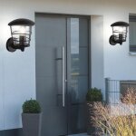 Lot de 2 lanternes murales �clairage de fa�ade lampe de terrasse alu noire en kit, ampoules led incluses ...
