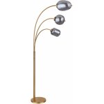 Lampadaire lampadaire arc lampe salon lampe chambre, mtal verre laiton fume, 3 ampoules e14, interrupteur ...