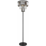 Lampadaire led cristaux de verre lampe de salon  3 flammes, mtal noir mat, cristaux fums clairs, 3x ...