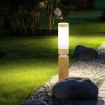 Lampadaire lampadaire extrieur lampadaire rond extrieur terrasses inox, aspect bois avec led dcorative, ...