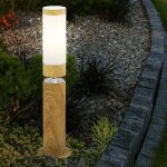 Lampadaire lampadaire extrieur lampadaire rond extrieur terrasses inox, aspect bois avec led dcorative, ...