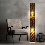 Lampadaire led tissu lampe de sol design noir salon avec abat - jour textile feuille d'or, m�tal argent�, ...