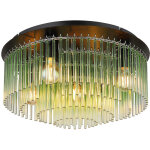 Globo - lampe de salon plafonnier tiges de verre m�tal chrome vert luminaire � 5 lampes