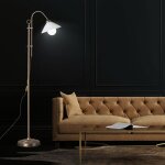 Globo lighting - led arc lampe debout rglable en hauteur interrupteur lampe sur pied laiton antique ...