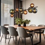 Lampe � suspendre lampe de salle � manger lampe de salon lampe de cuisine, boules de verre grises m�tal, ...