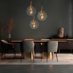 Lampe suspendue boule de verre, table � manger, boule de verre, boules lumineuses suspendues, 3 ampoules, ...