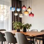 Globo - lampe suspendue lampe de salle � manger r�tro verre lampe de table, noir multicolore, 8x e27, ...