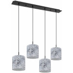 Lampe suspendue lampe de salon lampe de salle  manger, 4 flammes, abat - jour textile motif, mtal noir ...