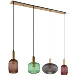 Lampe  suspension, lampe de salle  manger, 4 lampes, lampe design rtro, abat - jour en verre color, ...