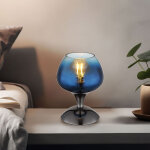 Globo - lampe de table lampe d'appoint lampe de bureau m�tal chrome verre bleu design r�tro