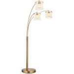 Globo lighting - lampadaire lampadaire dor� lampe de salon � 3 flammes lampe d'appoint, tiges en verre ...